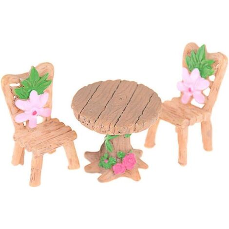 3 Resin Floral Miniature Chairs, Miniature DIY Garden Accessories Micro Landscape Fairy Garden Dollhouse Decor (1/4)