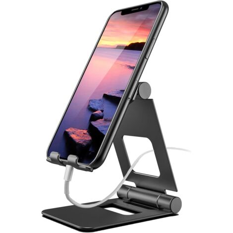 Desktop Stand, Stand for iPhone, iPad, Samsung Galaxy, Phone Holder and Tablet up to 10.2 Inches, Stand Dock Smartphone Holder, Free Your Hands, Sturdy, Stable and Foldable (1/5)