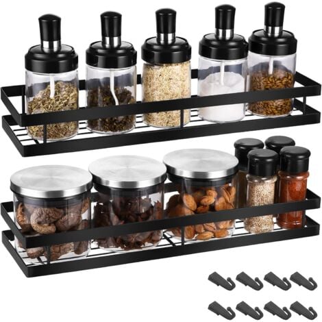 Piece Spice Rack Set,Wall Mounted Spice Rack,Spice Rack,Kitchen Spice Storage Rack Suitable for Kitchen Bathroom Balcony,40x12x5.5cm(Black)