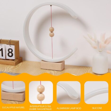 Modern Table Lamp, Magnetic Ball Switch Control Led Bedside Lamp, Minimalist Desk Lamp for Bedroom, Living Room, Office