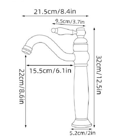 Bathroom Single Lever Mixer Tap,Single Handle 360 °Rotatable Brass Basin Mixer Tap Cold and Hot Water Available, Brass Antique Finish with 2pcs 60cm G1/2 hoses (1/8)