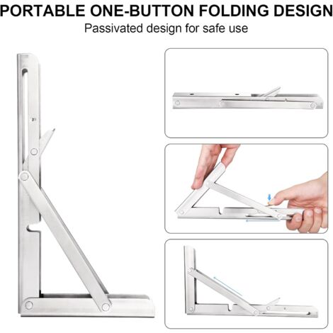 Folding Bracket300mm, 2 Pieces Stainless Steel Folding Console Bracket, Folding Shelf Brackets Load, Heavy Duty Retractable Folding Console Bracket, For Garage, Kitchen, Bedroom.