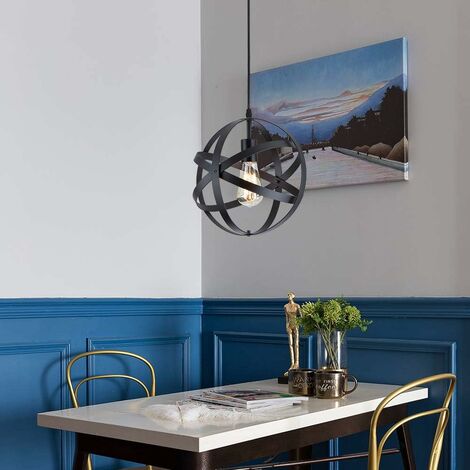 Industrial Pendant Light,Design Vintage Metal Ceiling Lamp Light Fixtures Pendant Lamp Shade Chandelier with E27 Socket Lighting Sconce for Dining Room Kitchen,220V,Ø30cm,Black