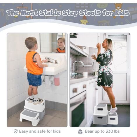 Toddler Step Stool, Kids Step Stool, Child Stool 2 Step Non-slip 