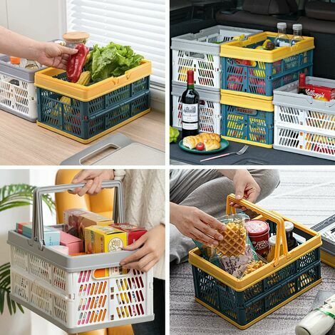 2pcs Stacking Folding Fruit Vegetable Storage Basket Kitchen