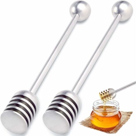 Honey Syrup Scoop 6.3 304 Stainless Steel Honeycomb Stick Mixing Spoon - 2 Piece (1/5)