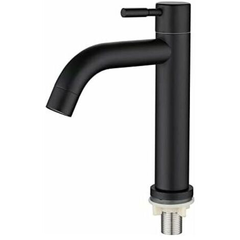 Bathroom Sink Faucet, Stainless Steel Single Sink Faucet, Sleek Retro Design, Matte Black Matte Black for Bathroom, Toilet (S)