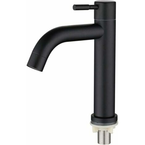 Bathroom Sink Faucet, Stainless Steel Single Sink Faucet, Sleek Retro Design, Matte Black Matte Black for Bathroom, Toilet (S)