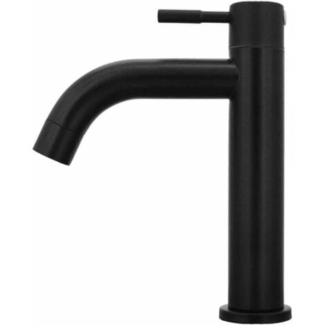Bathroom Sink Faucet, Stainless Steel Single Sink Faucet, Sleek Retro Design, Matte Black Matte Black for Bathroom, Toilet (S)