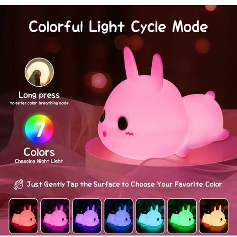 Cute Kitty Night Lights For Kids Room, 7 Color Baby Kids Night Light,kawaii  Animal Cat Lamp, Squishy Nightlights For Kids Room,teen Girls Room Decor