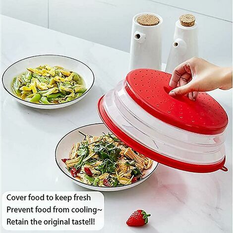 2Packs collapsiable Microwave cover (Red+Blue) BPA free Microwave Splatter  Guard Colander Strainer for Fruit Vegetables