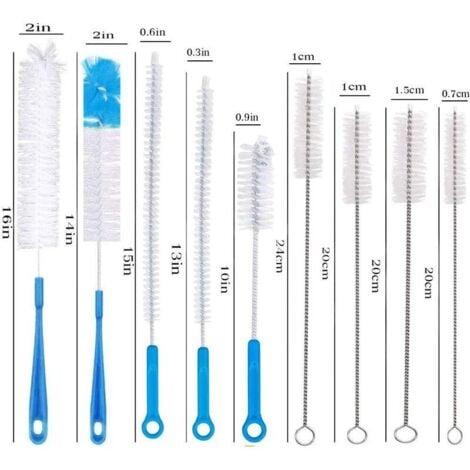 Snow  9 Pcs Bottle Cleaning Brush Nylon Tube Brush for Baby Feeding Bottle Kettle - Blue