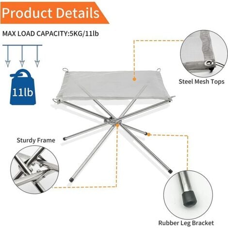Snow-Outdoor Fire Pits - Portable Fire Pits Stainless Steel Mesh BBQ Accessories for Campervan - Foldable Wood Burning Bonfire Firepit for Garden, Camping, Backyard, Picnic. (small size: 424234cm)