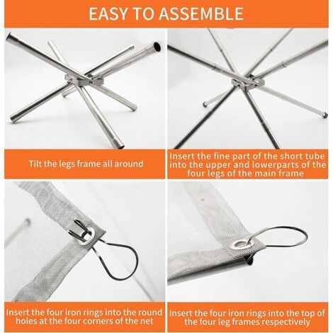 Snow-Outdoor Fire Pits - Portable Fire Pits Stainless Steel Mesh BBQ Accessories for Campervan - Foldable Wood Burning Bonfire Firepit for Garden, Camping, Backyard, Picnic. (small size: 424234cm)