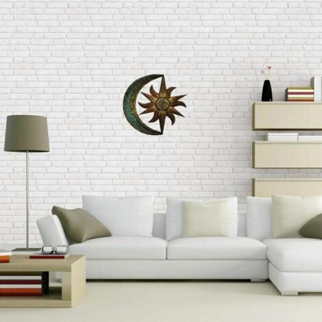 Metal Sun and Moon Wall Decor, Creative Garden Wall Decor, Decorative Retro Wall Art for Living Room and Bedroom