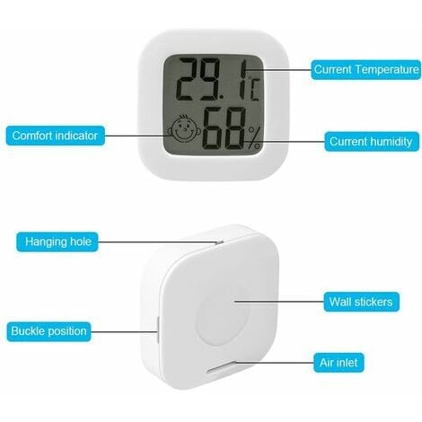 4pcs Mini Hygrometer Thermometer Digital LCD Monitor Indoor/Outdoor  Humidity Meter Gauge Temperature for Humidifiers Dehumidifiers Greenhouse  Reptile