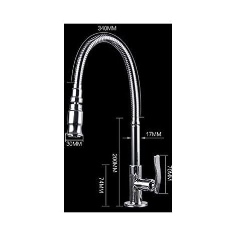 Cold Water Kitchen Sink Tap,One Handle High Arc Pull Down Kitchen Faucet,Chrome Finish 360°  Kitchen Faucet Flexible Neck Laundry Faucet Bar Garden Outdoor Faucet