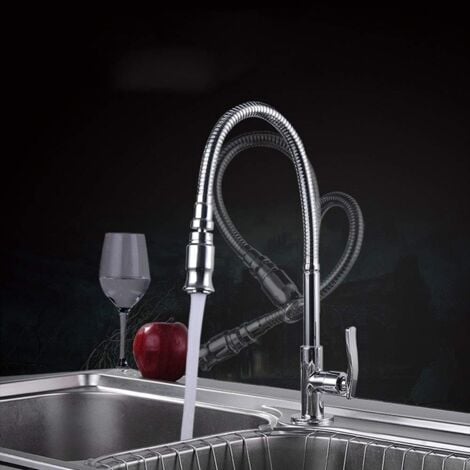 Cold Water Kitchen Sink Tap,One Handle High Arc Pull Down Kitchen Faucet,Chrome Finish 360°  Kitchen Faucet Flexible Neck Laundry Faucet Bar Garden Outdoor Faucet