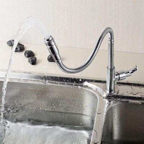 Cold Water Kitchen Sink Tap,One Handle High Arc Pull Down Kitchen Faucet,Chrome Finish 360°  Kitchen Faucet Flexible Neck Laundry Faucet Bar Garden Outdoor Faucet