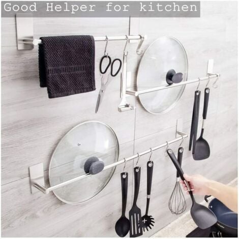 Rose-Self-Adhesive Towel Rack for Bathroom or Kitchen Brushed Stainless Steel Towel Rack Adhesive Wall Mounted Towel Rack Bathroom Accessories