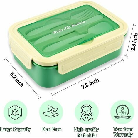 Leakproof Bento Lunch Box Set With 3 Compartments - 37 oz. (1.1 L