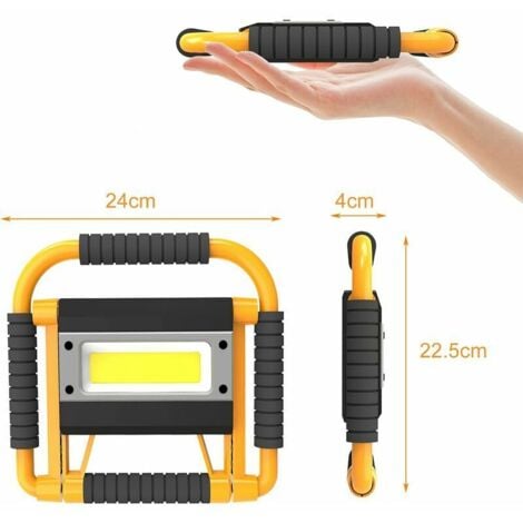 SnowRechargeable LED Construction Site Floodlight 20W Portable LED Flood Light 4400mAh Construction Site Work Light with USB 360° Emergency Safety Lights for Garage, Building Site, Camping