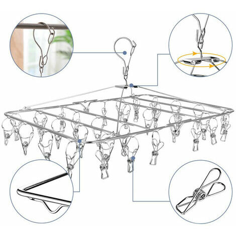 Stainless Steel Retractable Expandable Clothes Rack Polished Chrome Clothes  Drying Rack Adjustable Rope 2.8m Indoor Outdoor Balcony 