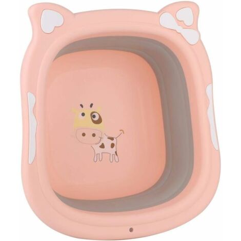 Baby Folding Wash Basin, Cartoon Portable Expandable Ass Wash Basin (Orange) (1/5)