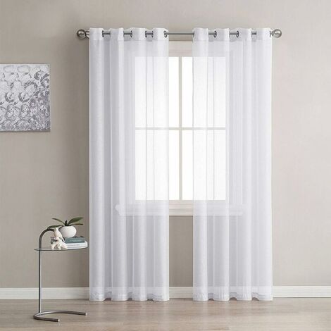 moon Set of 2 White Sheer Curtains, Window Voile Window Panels with Grommet Solid for Living Room Bedroom Decoration, 137cm x 241cm Guazhuni (1/5)