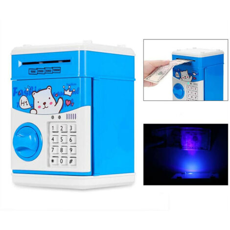 Electronic Password Piggy Bank - Mini ATM Money Box For Paper Bills & Coins, Gold Safe For Kids