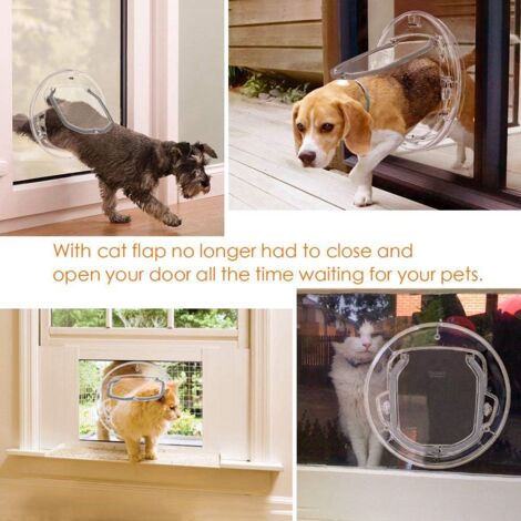 Clear cat flap,pet door transparent 4-way locking pet door window