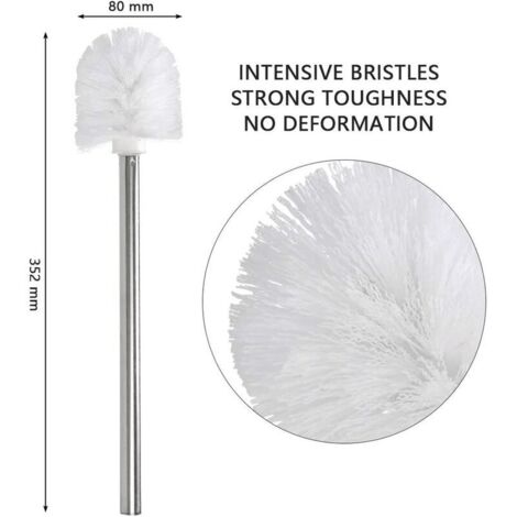 Snow  5Pcs Replacement Toilet Brushes with Stainless Steel Handle and PP Head Brush Head for Cleaning Bathroom White