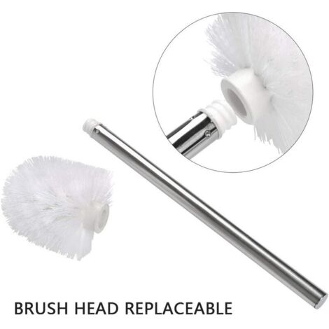 Snow  5Pcs Replacement Toilet Brushes with Stainless Steel Handle and PP Head Brush Head for Cleaning Bathroom White