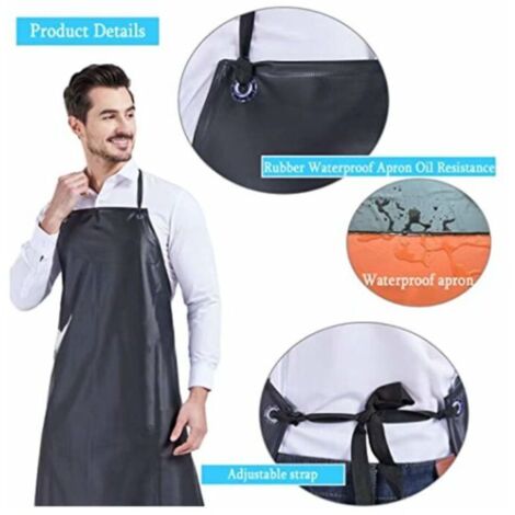 Waterproof Apron Adjustable Heavy Duty Industrial PVC Rubber Work Apron Oil Resistant Factory Butcher Apron Slaughterhouse Butcher For Men Women, Black, 120 Cm, Black, 120 - View #11