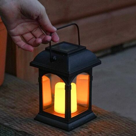 Black Battery Power Large Oslo Metal Flameless Outdoor LED Garden Candle  Lantern