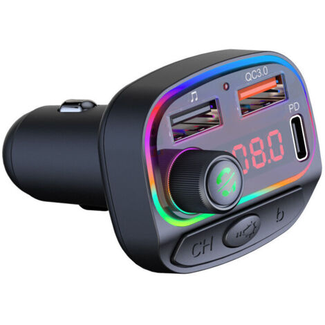 Car Bluetooth Ambient Light 2 USB Port 5V/1A 18W PD/QC3.0 Fast Charger (1/5)