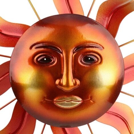 Snow-Statue and Other Decorative Object Sunlight Face Windmill Stake Outdoor 3D Wind Spinner Iron Material Reflective Paint Yard Lawn and Garden Decoration Retro Style