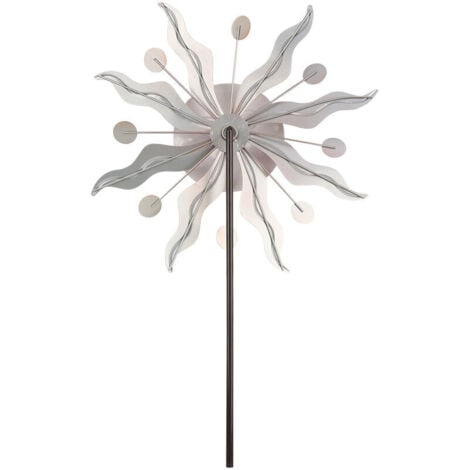 Snow-Statue and Other Decorative Object Sunlight Face Windmill Stake Outdoor 3D Wind Spinner Iron Material Reflective Paint Yard Lawn and Garden Decoration Retro Style