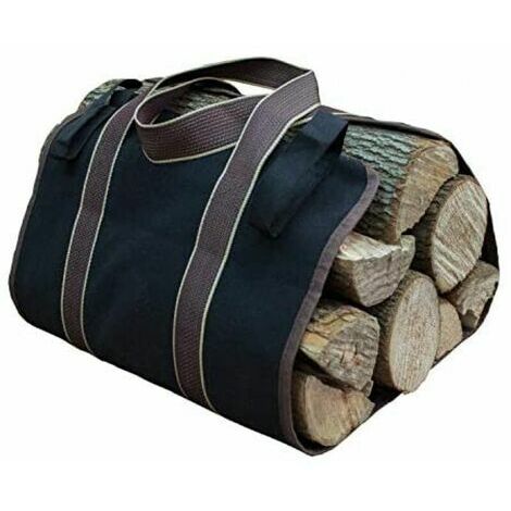 PinkCanvas Bag  Fireplace Log Storage Bag for Firewood Large Capacity Outdoor Log Holders Cir Wood Log Holders with Solid Handles (black)