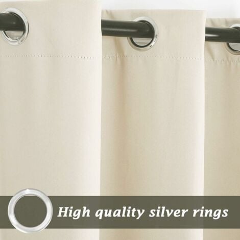 orchid-Outdoor waterproof curtain, thermal insulation, windproof and UV protection blackout curtains suitable for gardens, pavilions, balconies, terraces (beige, 2 PCS / 132 x 240 cm)