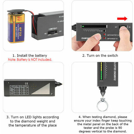 Best Precision Jewelry Diamond Test Pen Environmentally Friendly 9V Battery, High Precision Jewelry Diamond Tester, Suitable for Novice and Expert, T