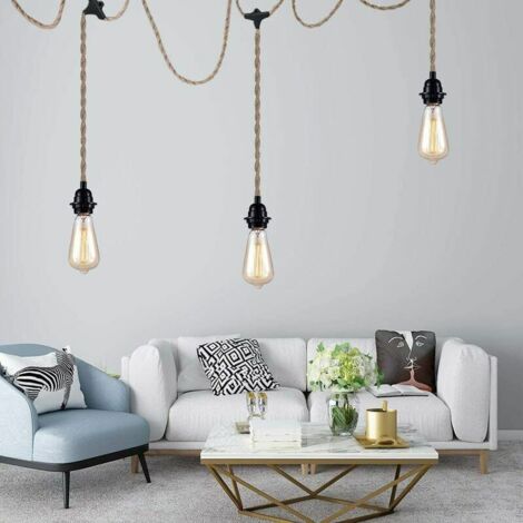 1 Meter Industrial Pendant Lamp - Double Head Retro Vintage Rope Ceiling Light, E27, Unbranded
