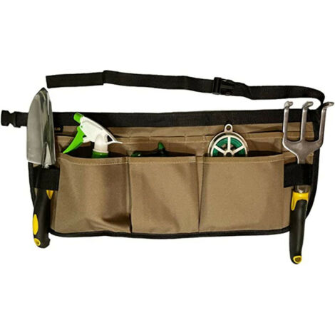 13 Pocket Garden Tool Belt Bag Oxford Garden Work Tool Apron Khaki