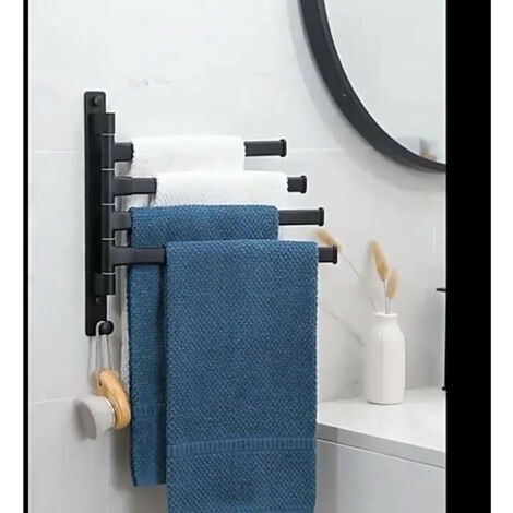 Swivel towel rack, wall mounted towel rack, swivel hanger with foldable arm