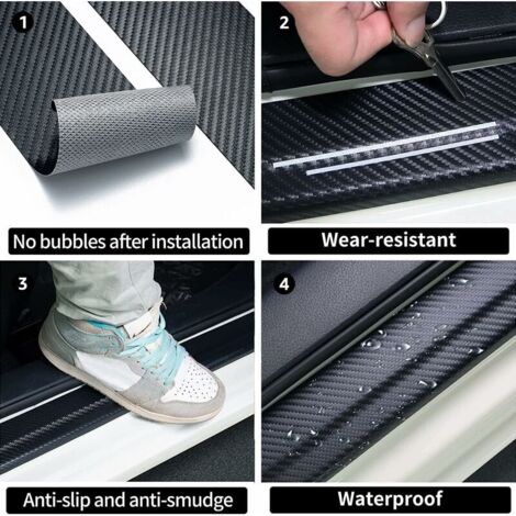 5-Pack Carbon Fiber Car Door Sill Stickers – Universal Fit For Audi Q3 Q5 Q7 Q8, A3-A8 – UK Made