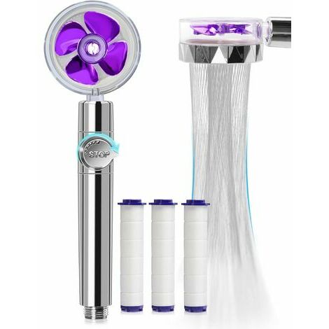 Propeller Driven Handheld Shower Head High Pressure - 360 Degrees Rotating  Water Saving Shower Head Premium Turbocharged Kit Excellent Replacement for  Bath Showerhead 
