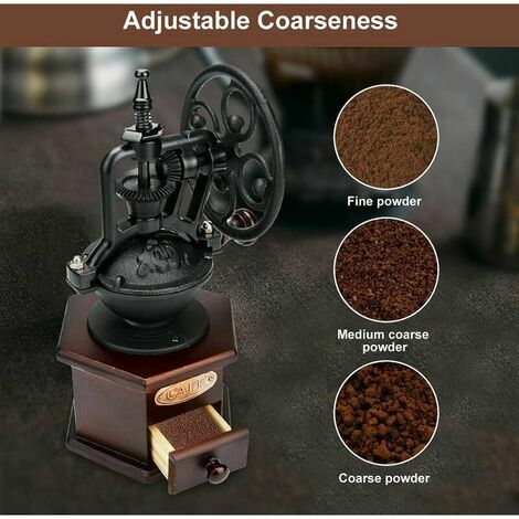 Vintage Manual Coffee Grinder Manuel Maniv Adjustable Coarse Coffee Grinder with Ceramic Burr Collection Drawer Perfect for French Press Drip Coffee
