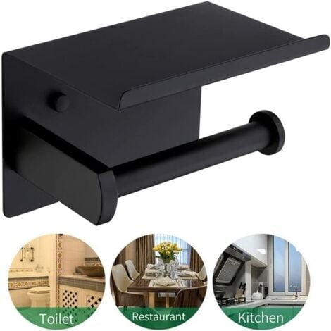 Pink  304 Stainless Steel Toilet Roll Holder Toilet Paper Holder Bathroom Accessory - Black