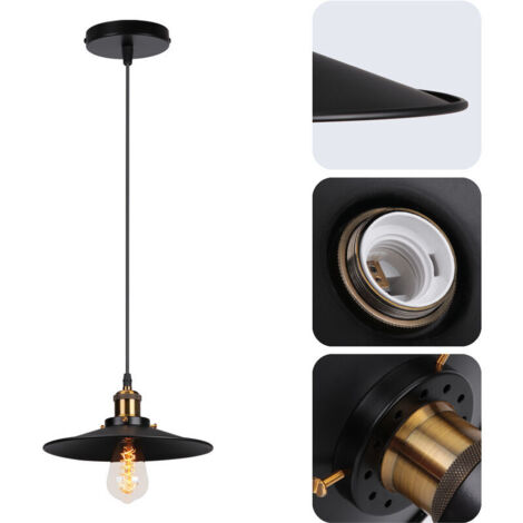 2Pcs Metal Retro Pendant Lights Antique Ceiling Lights Vintage Black Chandelier Ceiling Lighting Edison E27 Base Ceiling Spotlights for Bedroom Kitchen - Ø22cm