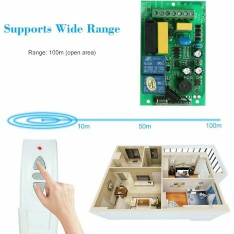 SnowWireless Remote Control Switch,AC220V 433MHz Receiver,Learning Type Controller,Bidirectional 3 Key RF Transmitter,Remote Control for Curtain Controller Set